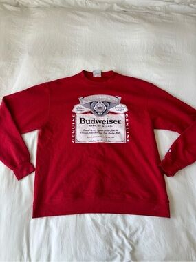 Vintage Budweiser Champion Crewneck Sweatshirt Red XL